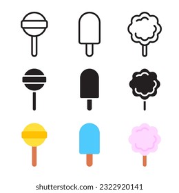 candy icon collection with three versions