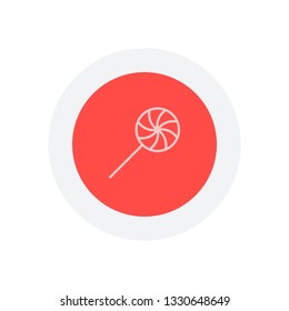 candy icon. Icon in colored circle with gray bold border. Web button, modern flat design