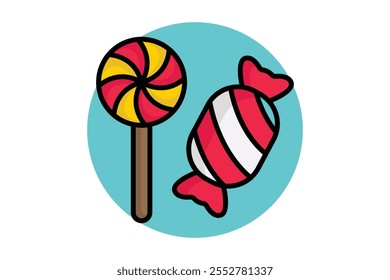Candy icon. colored outline icon style. icon related to meal. meal elements vector illustration