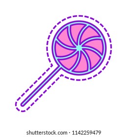 candy icon. Colored sketch with dotted border on white background