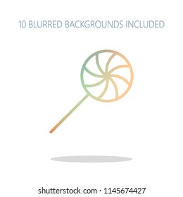 candy icon. Colorful logo concept with simple shadow on white. 10 different blurred backgrounds included
