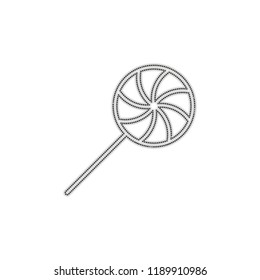 candy icon. Dotted outline silhouette with shadow on white background