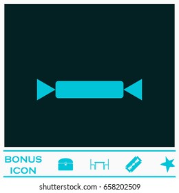 Candy icon flat. Blue pictogram on dark background. Vector illustration symbol and bonus icons