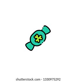Candy icon, flat design line art thin style. Saint Patrick's Day vector illustration