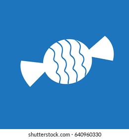 Candy icon. Flat design. Vector illustration. Blue and white.
