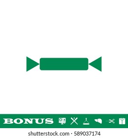 Candy icon flat. Green pictogram on white background. Vector illustration symbol and bonus button