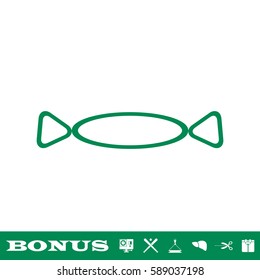 Candy icon flat. Green pictogram on white background. Vector illustration symbol and bonus button
