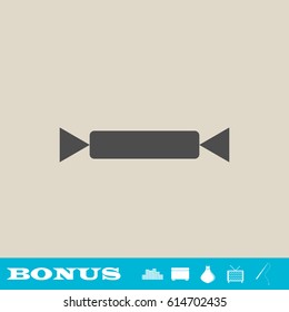 Candy icon flat. Grey pictogram on light background. Vector illustration symbol and bonus button real estate, ottoman, vase, tv, fishing rod