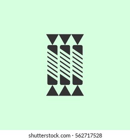 Candy icon flat. Grey vector symbol on green background