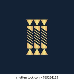 Candy icon flat. Simple gold pictogram on dark background. Vector illustration symbol