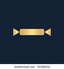 Candy icon flat. Simple gold pictogram on dark background. Vector illustration symbol
