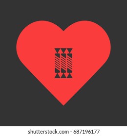 Candy icon flat. Simple pictogram on heart background. Vector illustration symbol