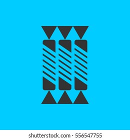 Candy icon flat. Simple vector black pictogram on blue background