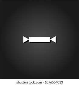 Candy icon flat. Simple White pictogram on black background with shadow. Vector illustration symbol