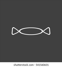 Candy icon flat. Vector white illustration isolated on black background. Flat symbol