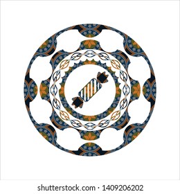 candy icon inside arabesque badge background. arabic decoration.