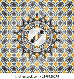 candy icon inside arabesque emblem. arabic decoration.