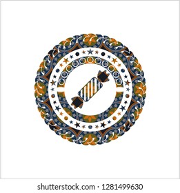 candy icon inside arabesque style badge. arabic decoration.