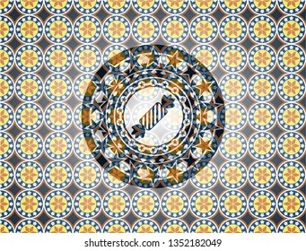 candy icon inside arabesque style emblem. arabic decoration.