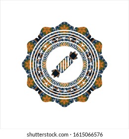 candy icon inside arabesque style emblem. arabic decoration.