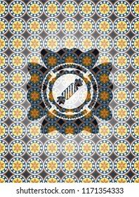 candy icon inside arabic emblem. Arabesque decoration.