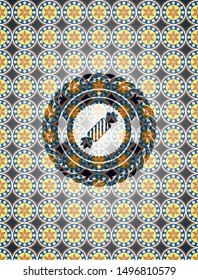 candy icon inside arabic emblem. Arabesque decoration.