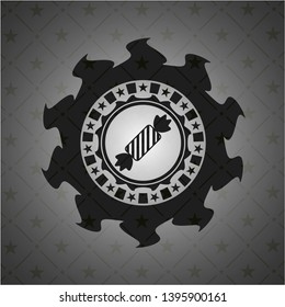 candy icon inside black emblem. Vintage.