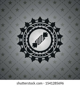 candy icon inside black emblem. Vintage.