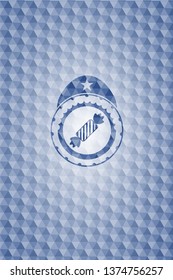 candy icon inside blue hexagon emblem.
