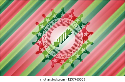 candy icon inside christmas badge.
