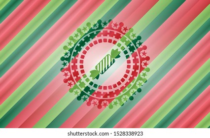 candy icon inside christmas badge background.