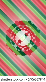 candy icon inside christmas colors style badge.