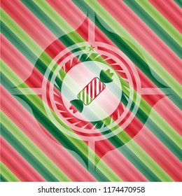 candy icon inside christmas emblem background.