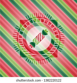 candy icon inside christmas emblem background.