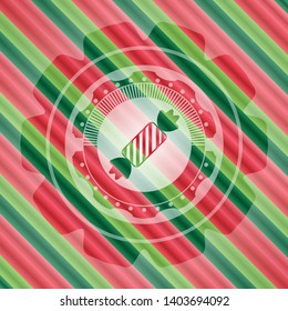 candy icon inside christmas emblem background.