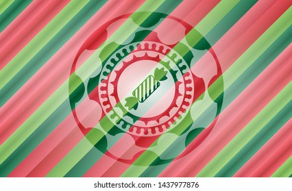 candy icon inside christmas emblem background.