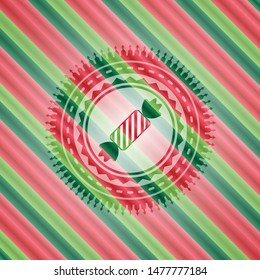 candy icon inside christmas emblem background.