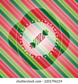 candy icon inside christmas emblem background. 