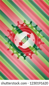 candy icon inside christmas style emblem.