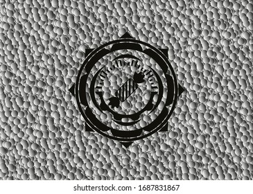 candy icon inside dark badge with grey bubbles background. Vector Illustration. Detailed.