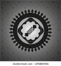 candy icon inside dark emblem. Retro