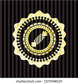 candy icon inside gold badge