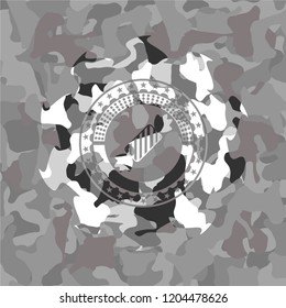 candy icon inside grey camo emblem