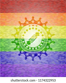 candy icon inside lgbt colors emblem 