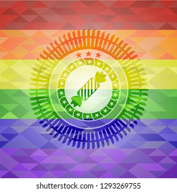 candy icon inside lgbt colors emblem 