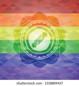 candy icon inside lgbt colors emblem 