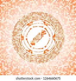 candy icon inside orange mosaic emblem