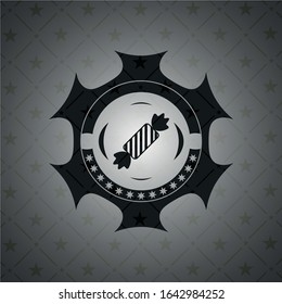 candy icon inside realistic black emblem