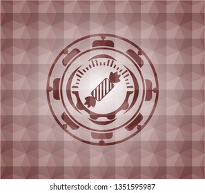 candy icon inside red badge with geometric background. Seamless.