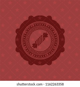 candy icon inside red emblem. Retro